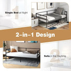 Twin Metal Daybed Frame, Dual-Use Platform Sofa Bed for Living Room