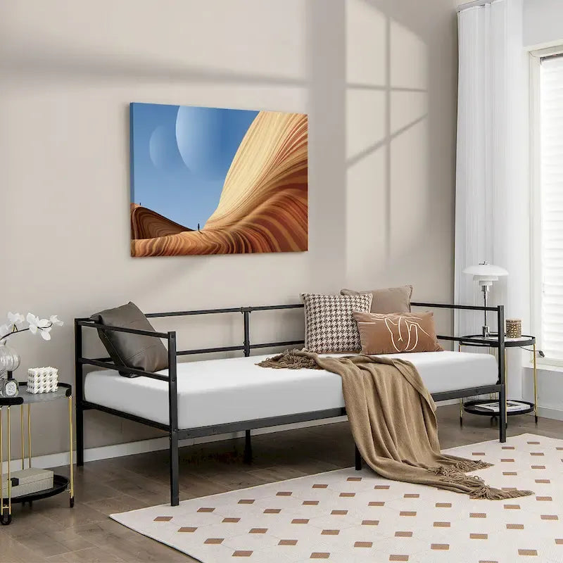 Twin Metal Daybed Frame, Dual-Use Platform Sofa Bed for Living Room