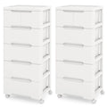 2-Pack 6-Drawer Plastic Rolling Storage Cart with 4 Universal Wheels