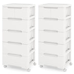 2-Pack 6-Drawer Plastic Rolling Storage Cart with 4 Universal Wheels