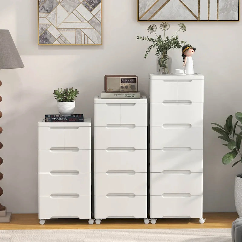2-Pack 6-Drawer Plastic Rolling Storage Cart with 4 Universal Wheels