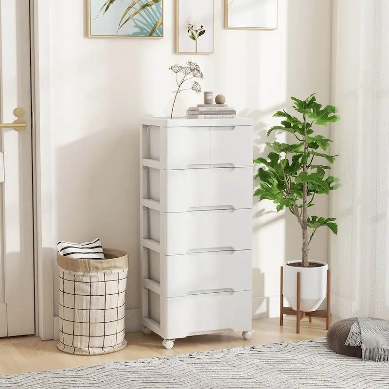 2-Pack 6-Drawer Plastic Rolling Storage Cart with 4 Universal Wheels