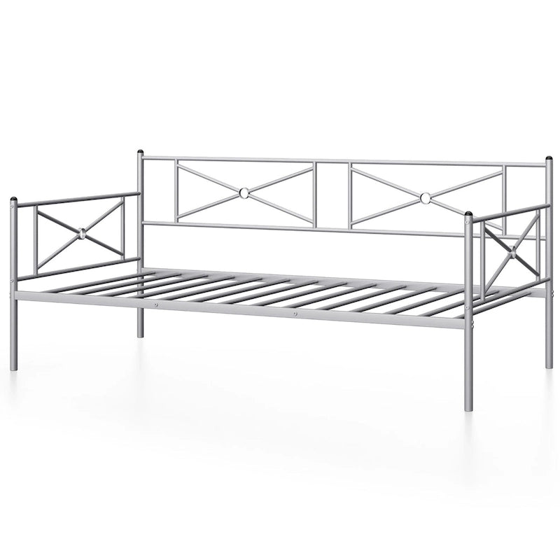 Twin Size Metal Daybed Frame with Slat Support Mattress Foundation