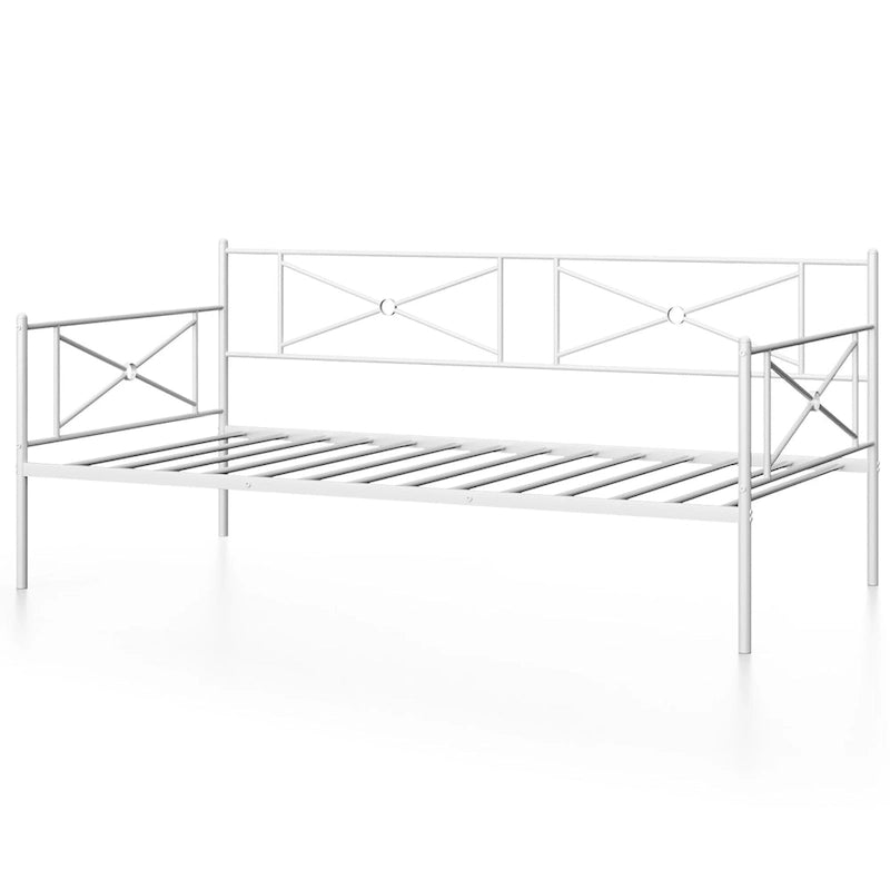Twin Size Metal Daybed Frame with Slat Support Mattress Foundation