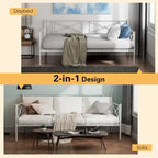 Twin Size Metal Daybed Frame with Slat Support Mattress Foundation