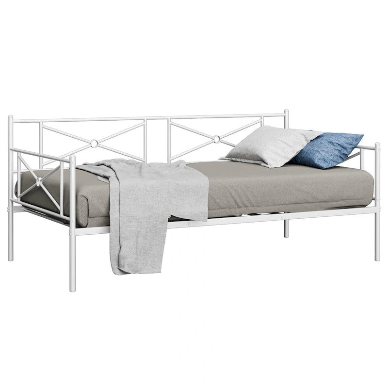 Twin Size Metal Daybed Frame with Slat Support Mattress Foundation