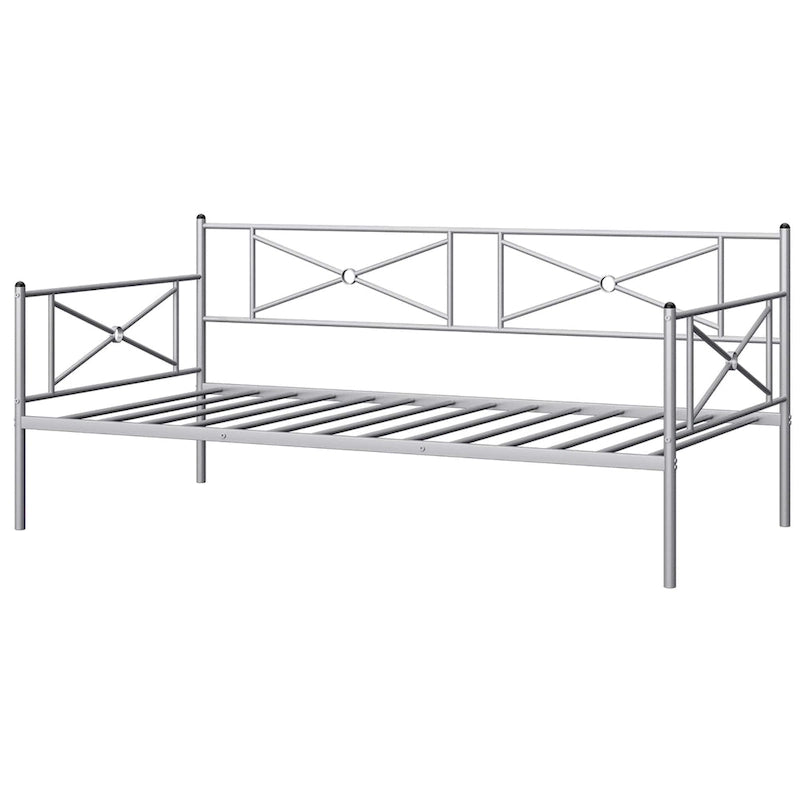 Twin Size Metal Daybed Frame with Slat Support Mattress Foundation