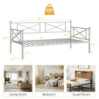Twin Size Metal Daybed Frame with Slat Support Mattress Foundation