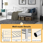 Twin Size Metal Daybed Frame with Slat Support Mattress Foundation