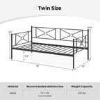Twin Size Metal Daybed Frame with Slat Support Mattress Foundation