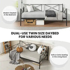 Twin Size Metal Daybed Frame with Slat Support Mattress Foundation