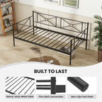 Twin Size Metal Daybed Frame with Slat Support Mattress Foundation