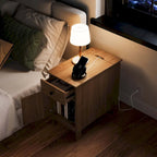 End Table with Built-In Charging Station & Flip-Top | Bedside Nightstand