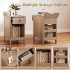 End Table with Built-In Charging Station & Flip-Top | Bedside Nightstand