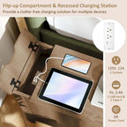 End Table with Built-In Charging Station & Flip-Top | Bedside Nightstand