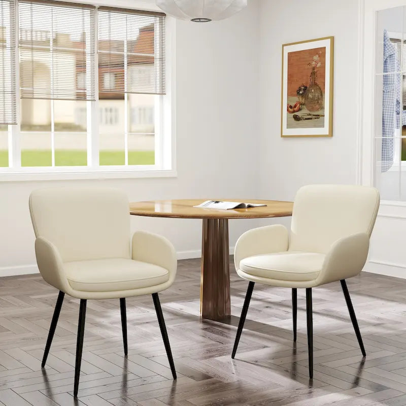 Set of 2 Cat-Scratch Resistant Dining Chairs with Gold Metal Legs