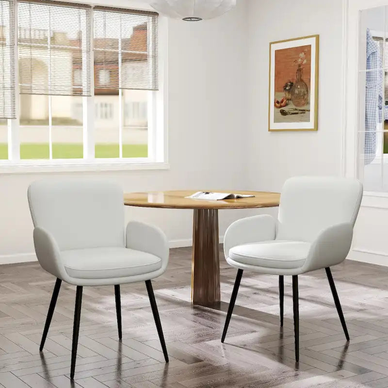 Set of 2 Cat-Scratch Resistant Dining Chairs with Gold Metal Legs