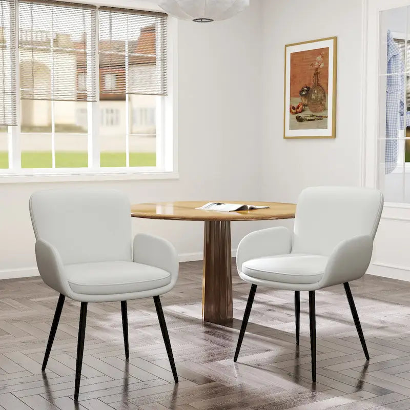 Set of 2 Cat-Scratch Resistant Dining Chairs with Gold Metal Legs