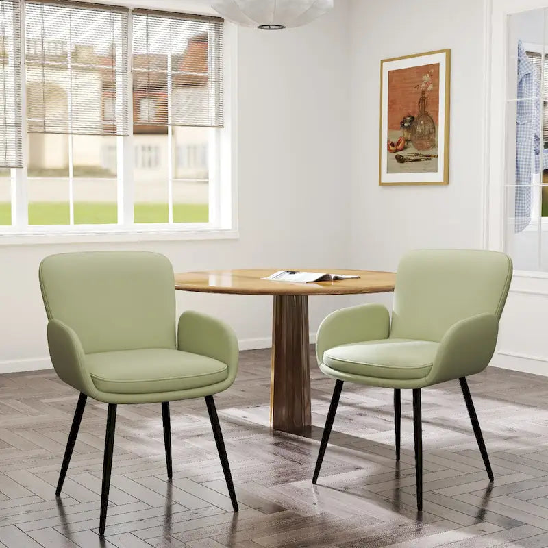 Set of 2 Cat-Scratch Resistant Dining Chairs with Gold Metal Legs