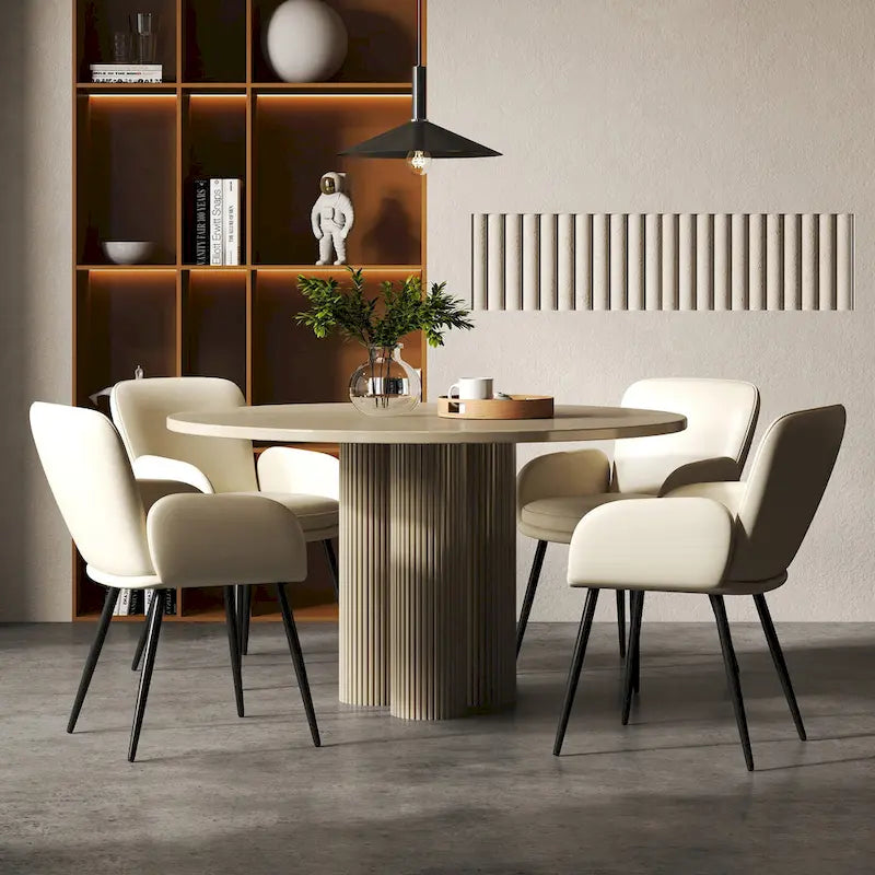 Set of 2 Cat-Scratch Resistant Dining Chairs with Gold Metal Legs