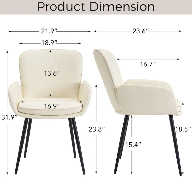 Set of 2 Cat-Scratch Resistant Dining Chairs with Gold Metal Legs