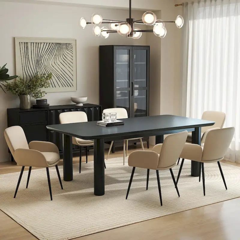 Set of 2 Cat-Scratch Resistant Dining Chairs with Gold Metal Legs