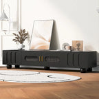 Modern Solid Wood Legs TV Stand with 4 Storage Shelf and 2 Storage Doors for Living Room Entertainment