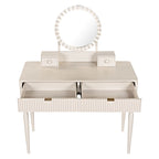Luxury Vanity Desk with Round Mirror,Height-Adjustable, Stylish Dressing Table Set, 4 Drawers & Stool