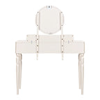 Luxury Vanity Desk with Round Mirror,Height-Adjustable, Stylish Dressing Table Set, 4 Drawers & Stool