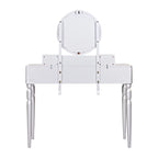 Luxury Vanity Desk with Round Mirror,Height-Adjustable, Stylish Dressing Table Set, 4 Drawers & Stool
