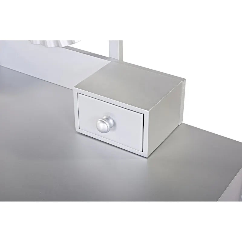 Luxury Vanity Desk with Round Mirror,Height-Adjustable, Stylish Dressing Table Set, 4 Drawers & Stool