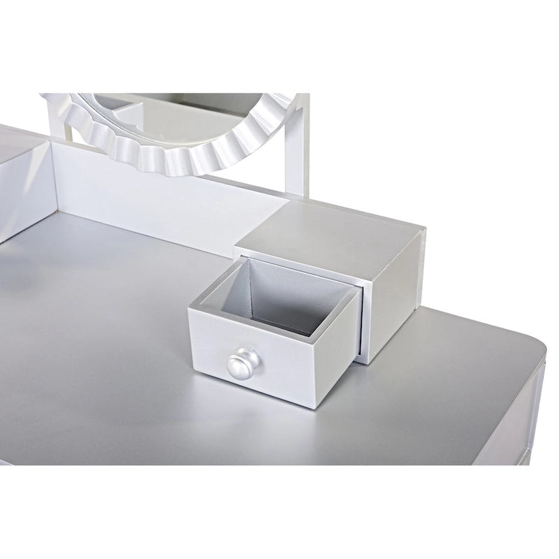 Luxury Vanity Desk with Round Mirror,Height-Adjustable, Stylish Dressing Table Set, 4 Drawers & Stool