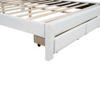 White Queen Size Upholstered Bed with Tufted Headboard, LED & 2 Drawers