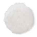 Pouf in metallo rivestito in finta pelliccia, Bianco/Oro, Completamente assemblato