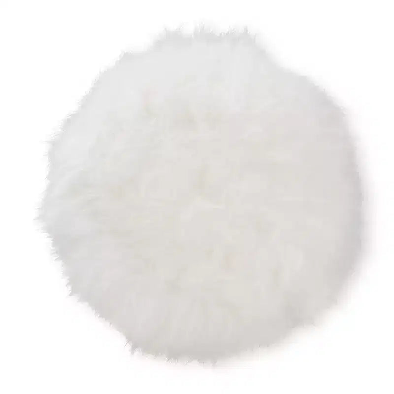 Pouf in metallo rivestito in finta pelliccia, Bianco/Oro, Completamente assemblato
