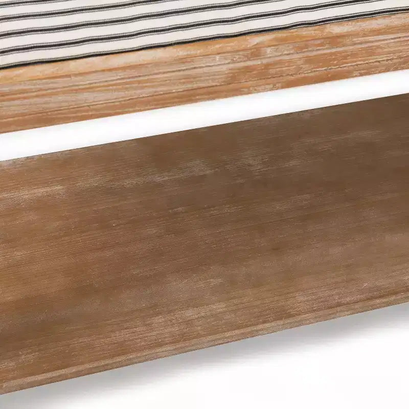 Panca imbottita in stile rustico con ripiano portaoggetti, finitura naturale invecchiata, capacità di 181 kg