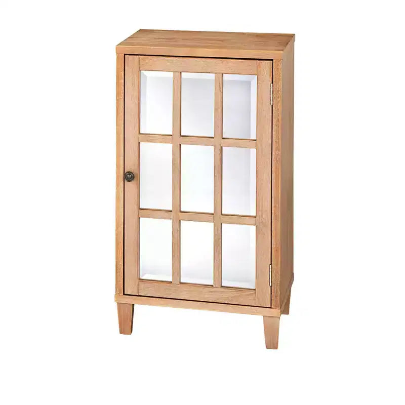 Lifestorey Matteo Modern Mirrored Door Cabinet Natural