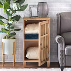 Cassettiera con anta a specchio Modern Farmhouse, naturale, pino e MDF