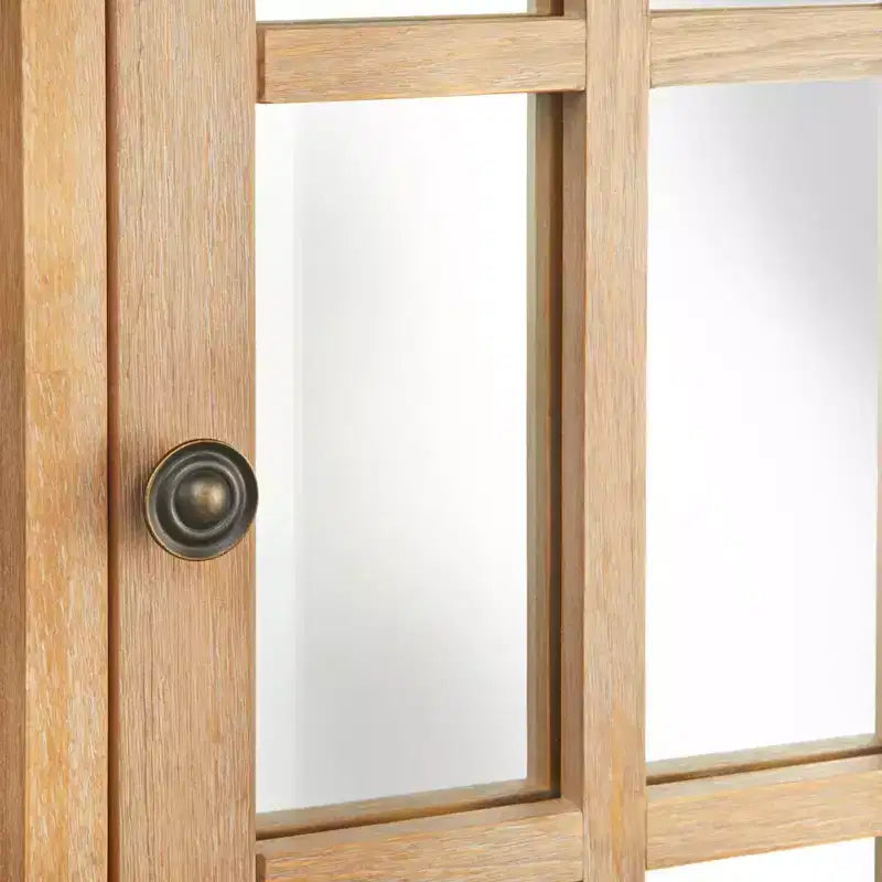 Cassettiera con anta a specchio Modern Farmhouse, naturale, pino e MDF