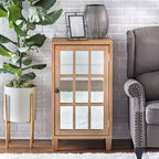 Cassettiera con anta a specchio Modern Farmhouse, naturale, pino e MDF