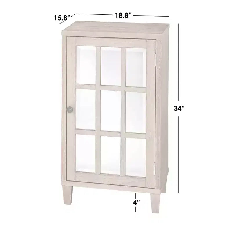 Cassettiera con anta a specchio Modern Farmhouse, naturale, pino e MDF