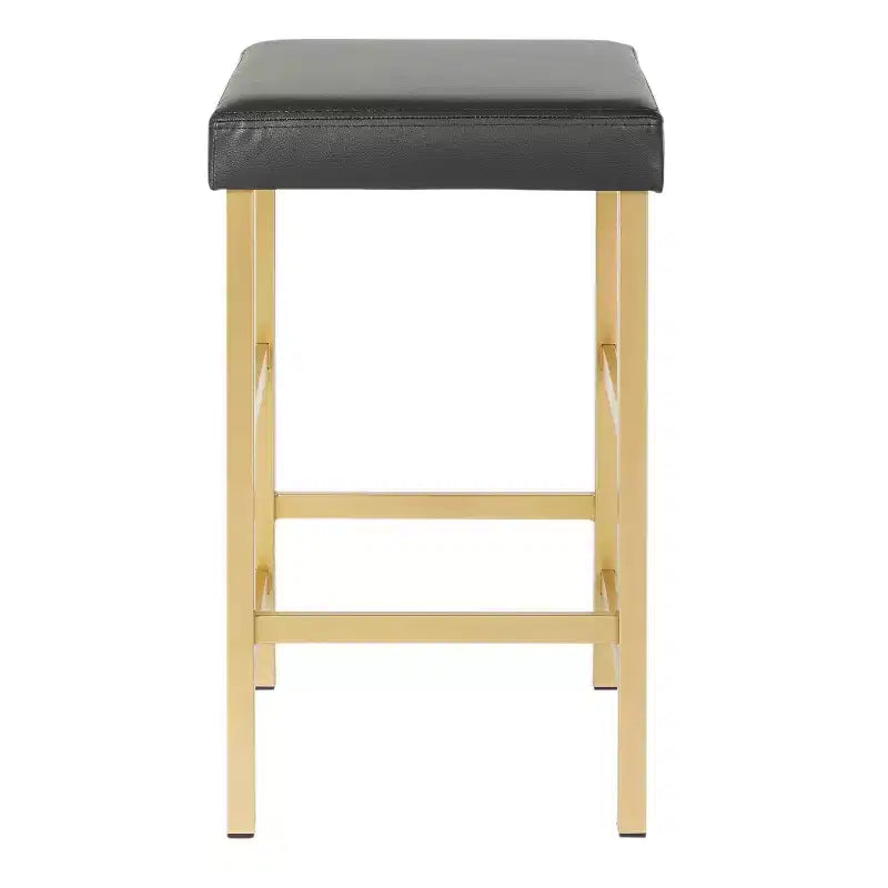 Sgabello da bar dorato senza schienale, altezza bancone 66 cm, cuscino in vinile, completamente assemblato