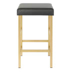 Sgabello da bar dorato senza schienale, altezza bancone 66 cm, cuscino in vinile, completamente assemblato