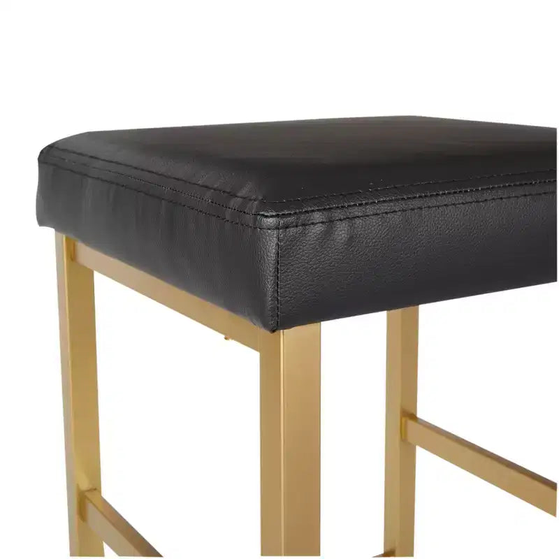 Sgabello da bar dorato senza schienale, altezza bancone 66 cm, cuscino in vinile, completamente assemblato