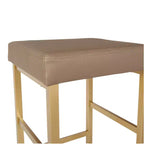 Sgabello da bar dorato senza schienale, altezza bancone 66 cm, cuscino in vinile, completamente assemblato