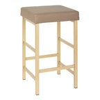 Sgabello da bar dorato senza schienale, altezza bancone 66 cm, cuscino in vinile, completamente assemblato