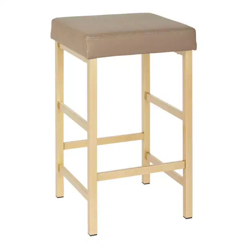 Sgabello da bar dorato senza schienale, altezza bancone 66 cm, cuscino in vinile, completamente assemblato