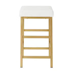 Sgabello da bar dorato senza schienale, altezza bancone 66 cm, cuscino in vinile, completamente assemblato