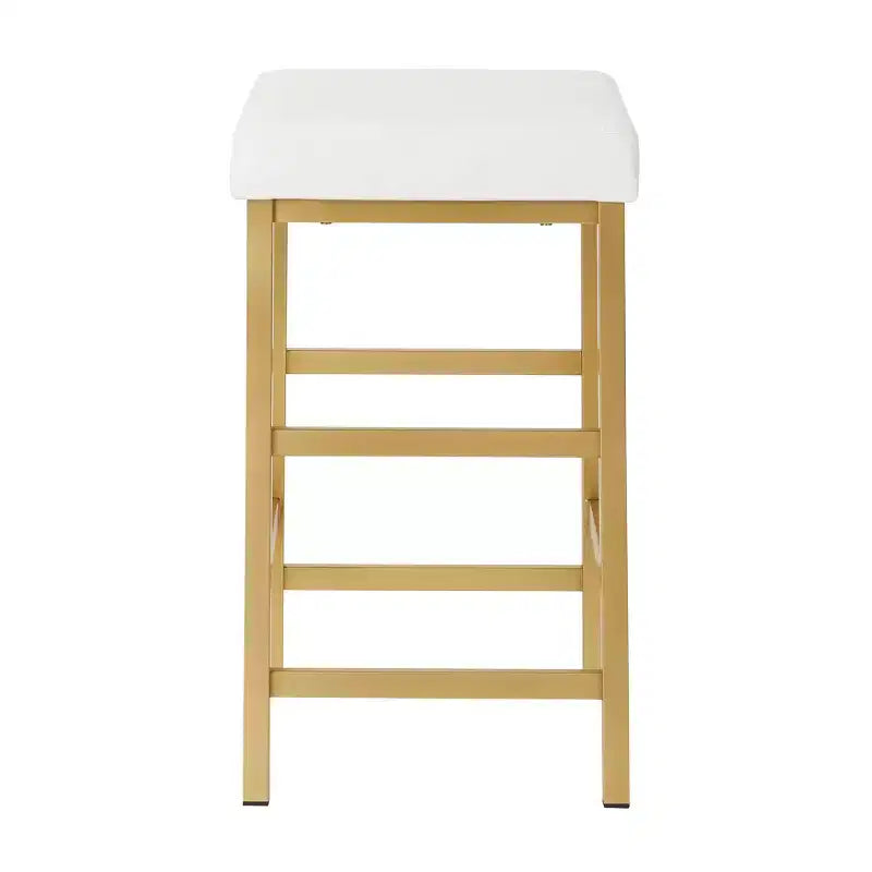 Sgabello da bar dorato senza schienale, altezza bancone 66 cm, cuscino in vinile, completamente assemblato