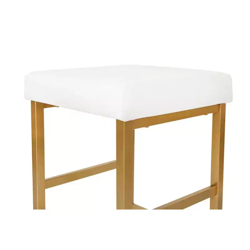 Sgabello da bar dorato senza schienale, altezza bancone 66 cm, cuscino in vinile, completamente assemblato